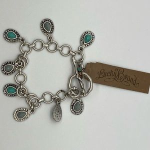 Lucky Brand silver tone turquoise bracelet NWT